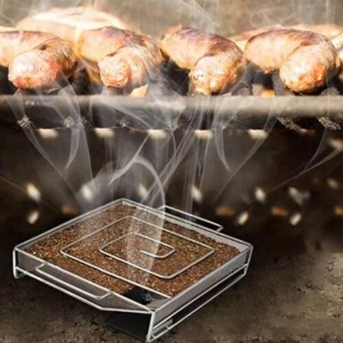 Cold Smoke Generator BBQ Accessories Steel Barbecue Grill Cooking Tool Smoker Salmon Bacon Fish Mini Apple Wood Chip Smoking Box