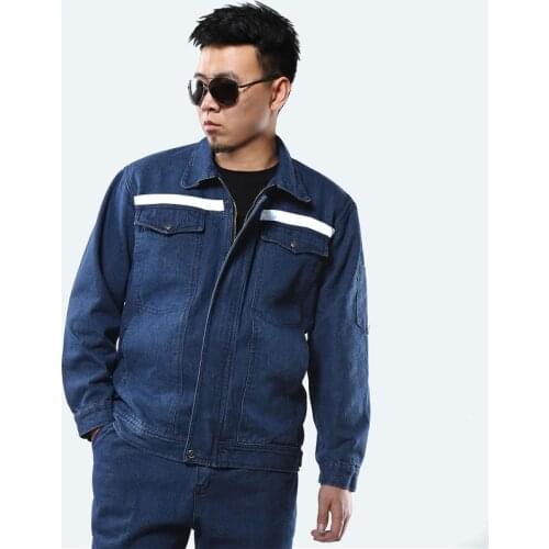 Denim Welding Suit Men Women Work Clothing Set Denim Anti-Scalding Coveralls Dustproof Antifouling Auto Repair Factory Uniforms