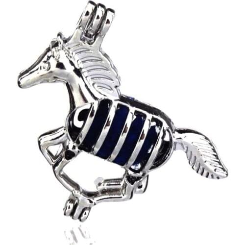 KK43 Silver Running Horse Necklace Bracelet Jewelry Making Supplies Pearl Beads Cage Essential Oil Locket Pendants