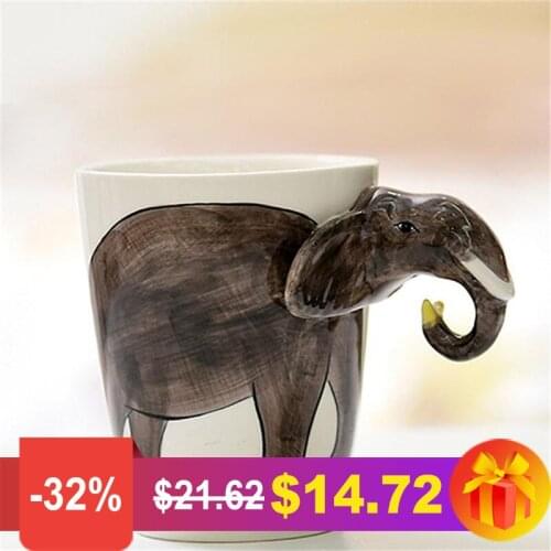 MORGIANA Creative 3D Ceramic Coffee Mug Cartoon Animal Hand-painted Cup Dog Elephant Gorilla Office Drinkware Unique Gift