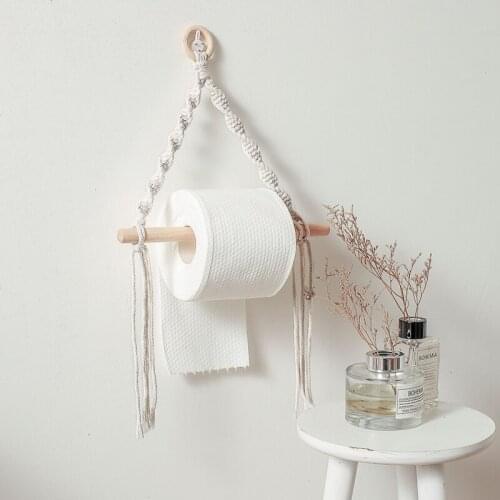 Nordic Toilet Paper Holder Dispenser Hand-woven Tapestry Macrame Wall Hanging GXMA