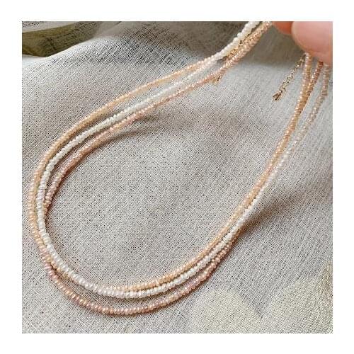 New Favorite Pearl Necklace 2-3mm Mini Button Baroque Pearl Strand Fine Jewelry For Girl Elegnat Natural Freshwater Pearl Choker