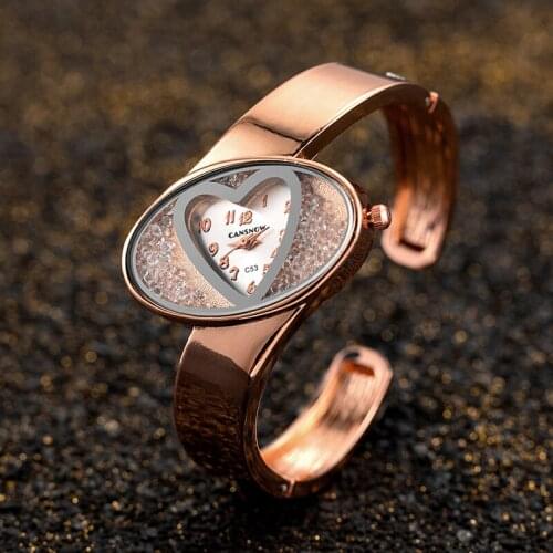 Rose Gold Diamond Heart-shaped Dial Luxury Ladies Digital Watch Stainless Steel Wristband Womens Quartz Watch Relogio Feminino