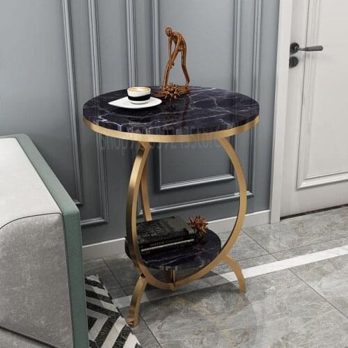 Light Luxury Simple Living Room Home Small Round Table Sofa Side Table Modern Small Apartment Balcony Marble Coffee Table