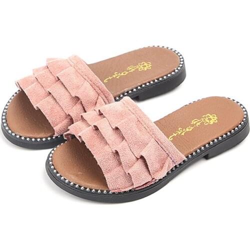 New Summer Girls Flip-flops Children Fashion Non-slip Candy Color Flat Beach Sandals Kids Indoor Soft Bottom Cool Slippers 26-36