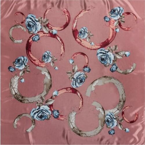 Sunscreen Letter Silk Scarf For Ladies Fashion Head Hijab Shawl Luxury Brand Scarf Rose Floral Foulard Square Scarves Wraps For