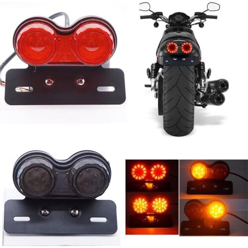 12V Motorcycle Tail Light License Plate Holder Turn Signals Brake Stop Lights Turn Signal brake light Custom Cafe Racer Lamp
