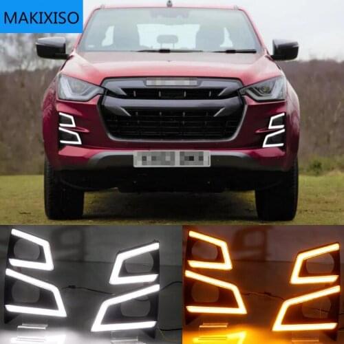 Led Daytime Running Lights for Isuzu D-max 2020 Fog lamp 12V ABS DRL Driving lights yellow turn signal light