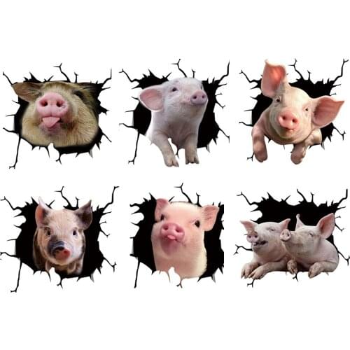 Waterproof Reusable Car Window Wall Sticker DIY Cute Pig Animal Self-Adhesive Paste Home Wallpaper Decoration Ornament