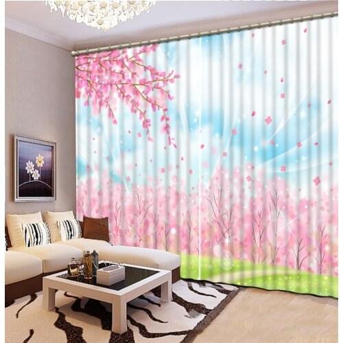 Curtains Living Room 3D Bathroom Shower Curtain Curtains Bedroom Cartoon Pink Flower Custom Any Size 3D Curtain