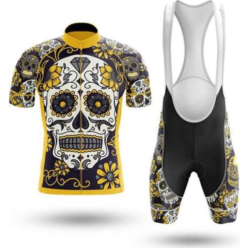 Skull green Cycling Jersey Set Summer Cycling Wear Mountain Bike Clothes Bicycle Clothing MTB Bike Cycling Clothing Cycling Suit