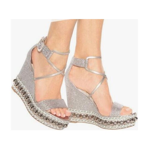Moraima Snc Summer Fashion Platform Wedge Sandal Sexy Open Toe Rope Braided Rivets Studed Gladiator Shoes Woman Dress Heels