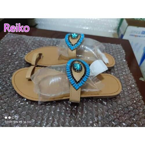 Large size ladies sandals 2021 summer new style 36-43 size evil eyes sky sapphire set toe flat sandals slippers sandals za shoes