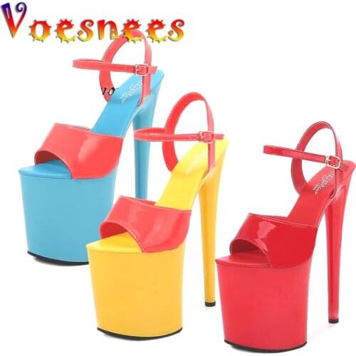 Voesnees Platform Heels Plus Size 43 Women Sandals 20 cm High Heels Female Gladiator Shoes Sexy Pole Dance Shoes Women 2021 New