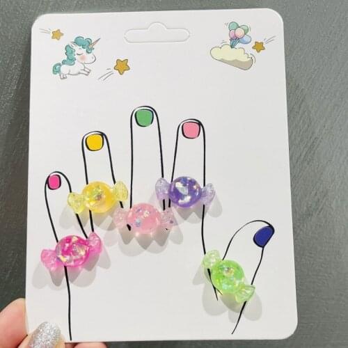 1Pcs Cute Sweet Kids Rings Transparent Candy Children Ewelry Fashion Multicolor Ring Girls Gifts Princess Decoration Kinds
