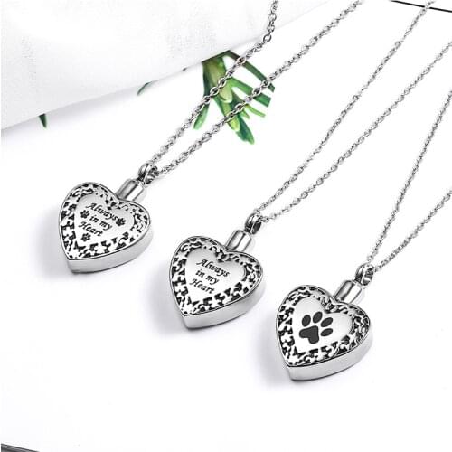 1PC Heart Pendant Cremation Jewelry Always on My Heart Forever in My Heart Memorial Urn Necklace Ashes Keepsake