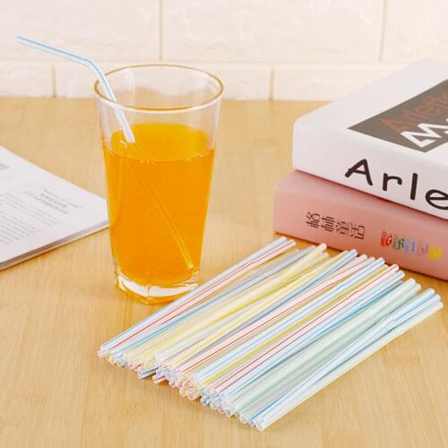 100PCS Disposable Straws Flexible Plastic Straws Striped Multi Colored Rainbow Drinking Straws Straw Bar Accessories transparent