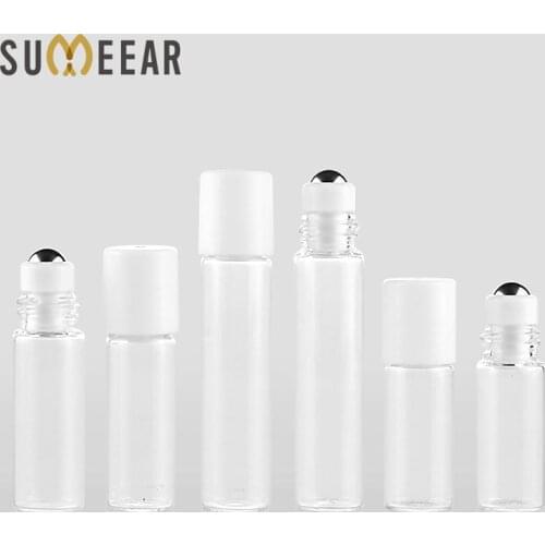 Wholesale 100 Pieces/Lot Glass Perfume Bottles With Roll On Empty Cosmetic Essential Oil Vial For Travel With Steel Ball Bottle