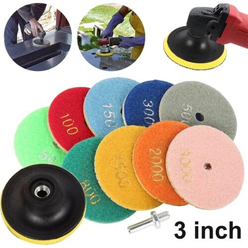 11 Pcs/Lot 3 Inch Wet Polishing Pads/Granite Polishing Pads /Diamond Polishing Pad For Marble Diamond Tools