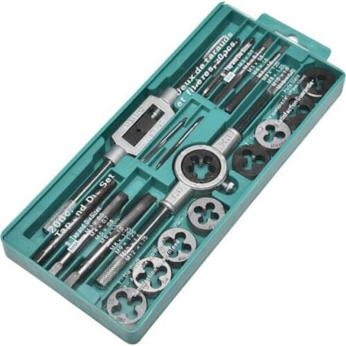 12/20PCS Tap and Die Set Metric Wrench Cut M3-M12 Hand Threading Tool Tungsten Carbide Tap Die Screw Thread Making Tool Bit Set