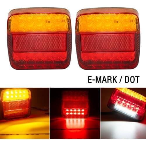 2 x Rear Tail Lights Brake Stop Indicator Lamp License Number Plate Waterproof Reflector 12V Universal for Trailer Van Truck
