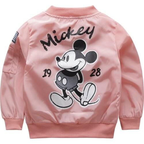 2018 Spring Autumn Baby Boys Girls Mickey Cartoon jacket children Fashion Coat Baseball Windproof Outwear Kids Lovely Clothes