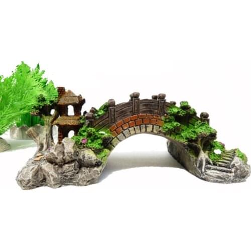 Antique Aquarium Landscaping Decorative Bridge Aquarium Accessories Resin Bridge Turtle Climbing Platform Vintage Arch Bridge