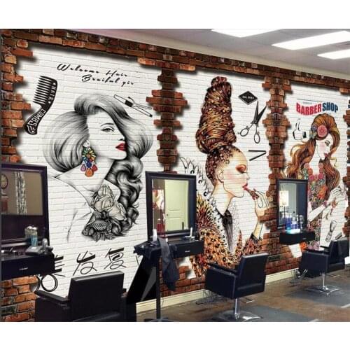 Beibehang custom wallpaper 3d mural trend retro European and American style beauty salon tools background wallpaper 3d mural