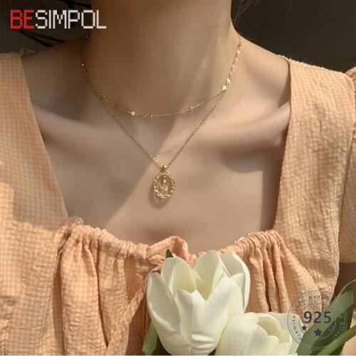 Besimpol Genuine 925 Sterling Silver Tulip Necklace Elegant Gold Flower Pendant Party Necklace For Women Luxury Fine Jewelry