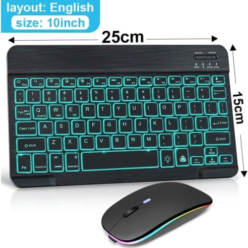 Mini LED Bluetooth keyboard and Mouse RGB Wireless Keyboard With Mouse Backlight Russain ipad Keyboard For Tablet Phone Laptop
