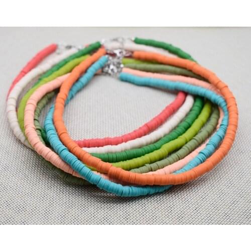 Boho Fashion Colorful Choker Necklace Jewelry Handmade Polymer Clay Necklace Women Beach Jewelry Gift