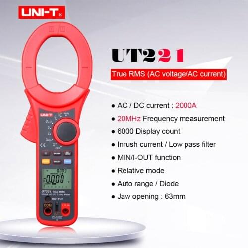 Digital clamp meter UT221;AC DC voltage current meter;Auto range Multimeter;Ohm Frequency tester Diode test/Low pass filter