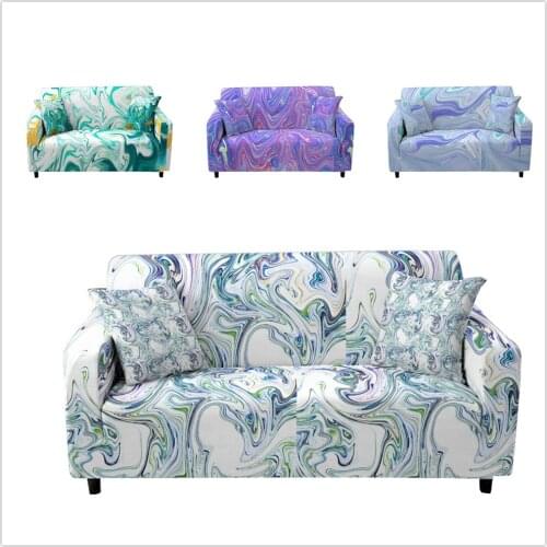 Dazzle Marbling Elastic Sectional Corner Couch Cover Living Room Decor Stretch Sofa Cover L Shape Armchair Slipcover Protector