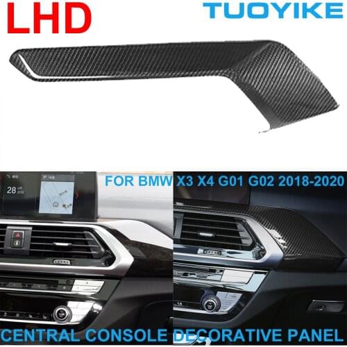 LHD Car Styling Real Carbon Fiber Interior Central Console Panel Trim Cover Decorative Sticker For BMW X3 X4 G01 G02 2018-2020