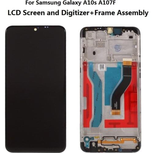 For Samsung Galaxy A10S SM-A107F TFT LCD Screen With Digitizer Touch Screen and Frame Assembly Replace Part - Black