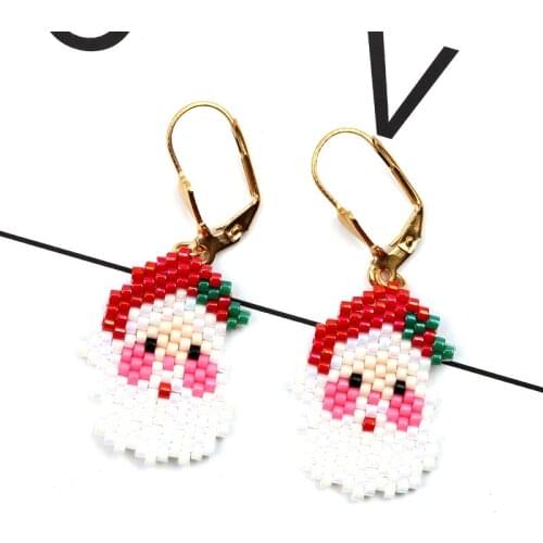 FAIRYWOO Red Christmas Earring Miyuki Statement Jewelry Drop Earring Women Sweet Gifts Friendship Earring Handmade Dropshipping