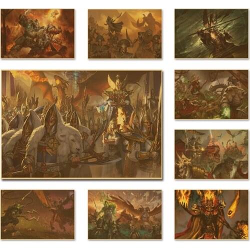 TWWH Game Poster High Elves Saurus 30x45cm Retro Kraft Paper Wall Posters Home Decor Internet Cafe Bar Decoration Art Paintings