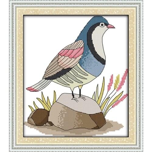 Joy sunday A bird on the stone Animal Series 11CT14CT DIY cross stitch Home Decor Needlework counted crafts cross stitch kit