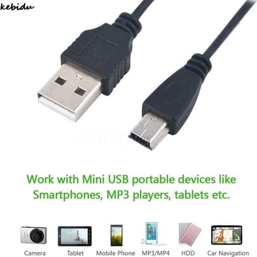 Kebidu 70cm USB 2.0 Male to Mini 5 Pin B Charge Data Cable Cord Charging Adapter for MP3 Mp4 5TLR Mini USB Cable Adapter