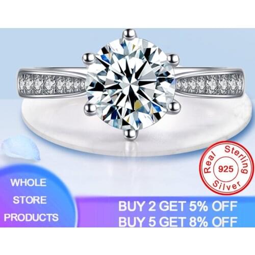 YANHUI 100% Original 925 Silver Wedding Ring 1 Carat Lab Diamond Engagement Rings For Charm Women Fine Jewelry Wholesale Gift