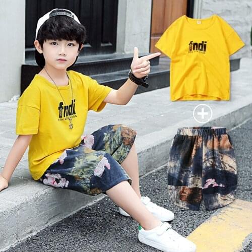 Boys Set Children Clothing Summer New Short-sleeve Sports Two-piece Set