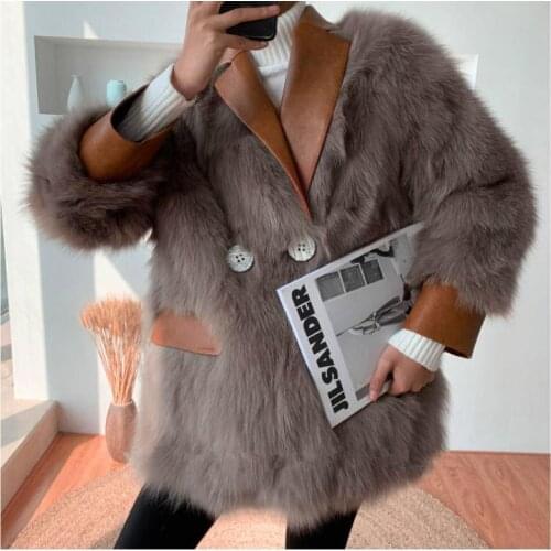 Faux Fur Jackets Women Winter Warm Coats Loose Design Furry Coats 2020 New Winter Leather with Fur Outwear for Women Winter