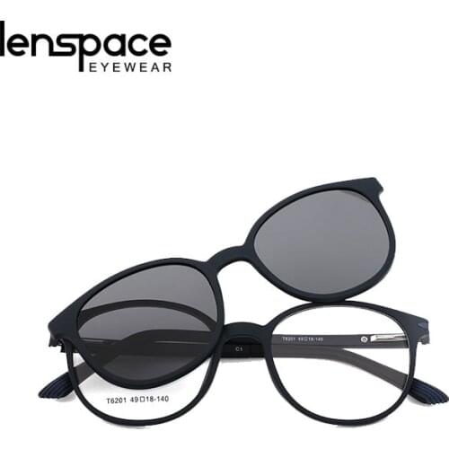 Lenspace Polarized Sunglasses Women 2 In 1 Magnetic Clip On Glasses TR90 Optical Prescription Eyewear metal Frames Eyeglasses