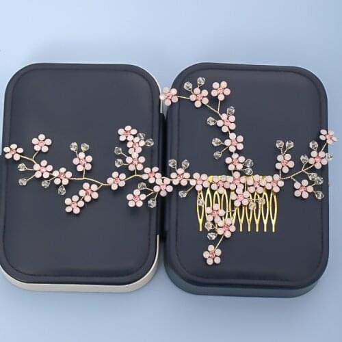 Fashion Gold Flower Hair Jewelry Handmade Crystal Hair Combs Bridal tiara Hair Clip Headpiece Women Hair Accessories