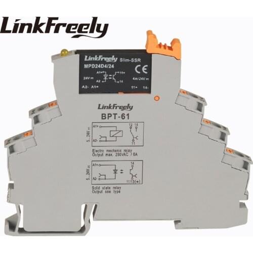 MPD24D4/24BPT New Plug-in Spring Voltage Relay Switch Module & Board 24V DC In 24VDC 4A Out DC DC SSR Solid State Relay Din Rai