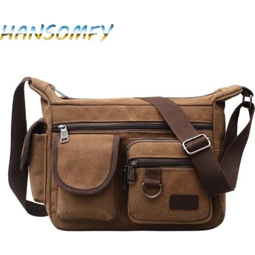 Mens Shoulder Bag 100% Cotton Canvas Messenger Bag Contracted joker Leisure Or Travel Bag for Men More Zippers Hobos X2-21