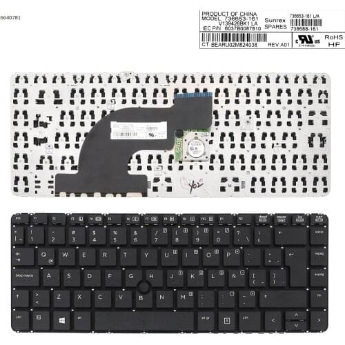 LA Latin Spanish New Keyboard for HP PROBOOK 640 G1 645 G1 / Black with Pointer NO Frame