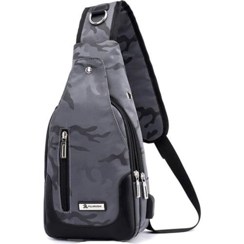 New camouflage chest bag waterproof Oxford cloth bag mens multi-function USB charging shoulder casual slungNB219