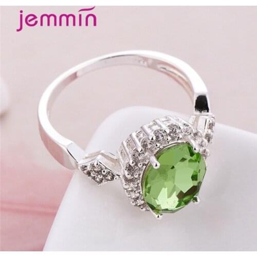 New Arrivals Multiple Color Crystal Rings For Lovers Genuine 925 Sterling Silver Rings For Young Lady Wedding Birthday Party