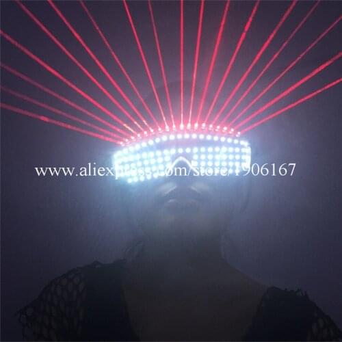 New Design Christmas Halloween Led Luminous Red Laser Man Glasses Party With 18 Pcs Lasers Laserman Glasses For Laser Show
